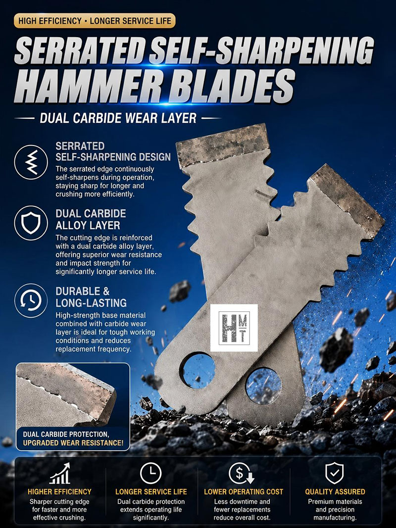 Multi anglel self-sharpening tungsten carbide hammer blade1